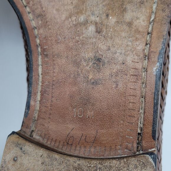 Peter Huber Mens Brown Leather Woven Cap Toe Derbys Size US 10 M Made In Spain - Picture 14 of 16